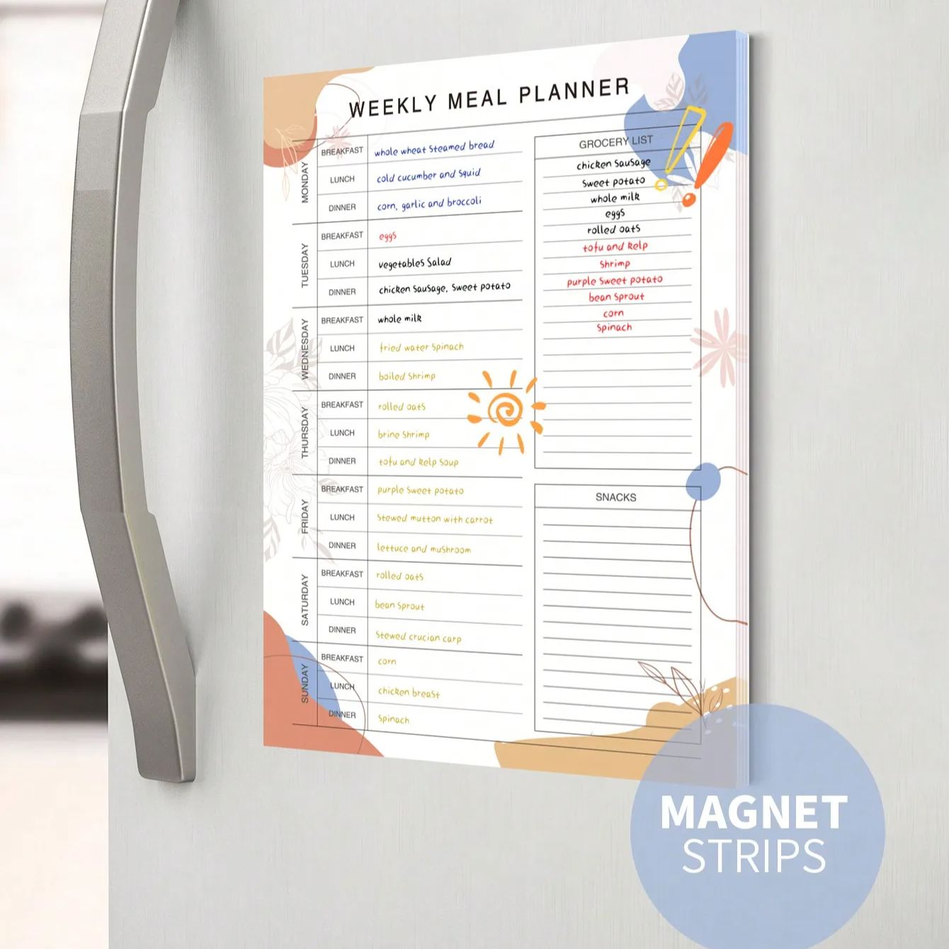 Meal Plan Notepad - Weekly Meal Planner Pad for Fridge,