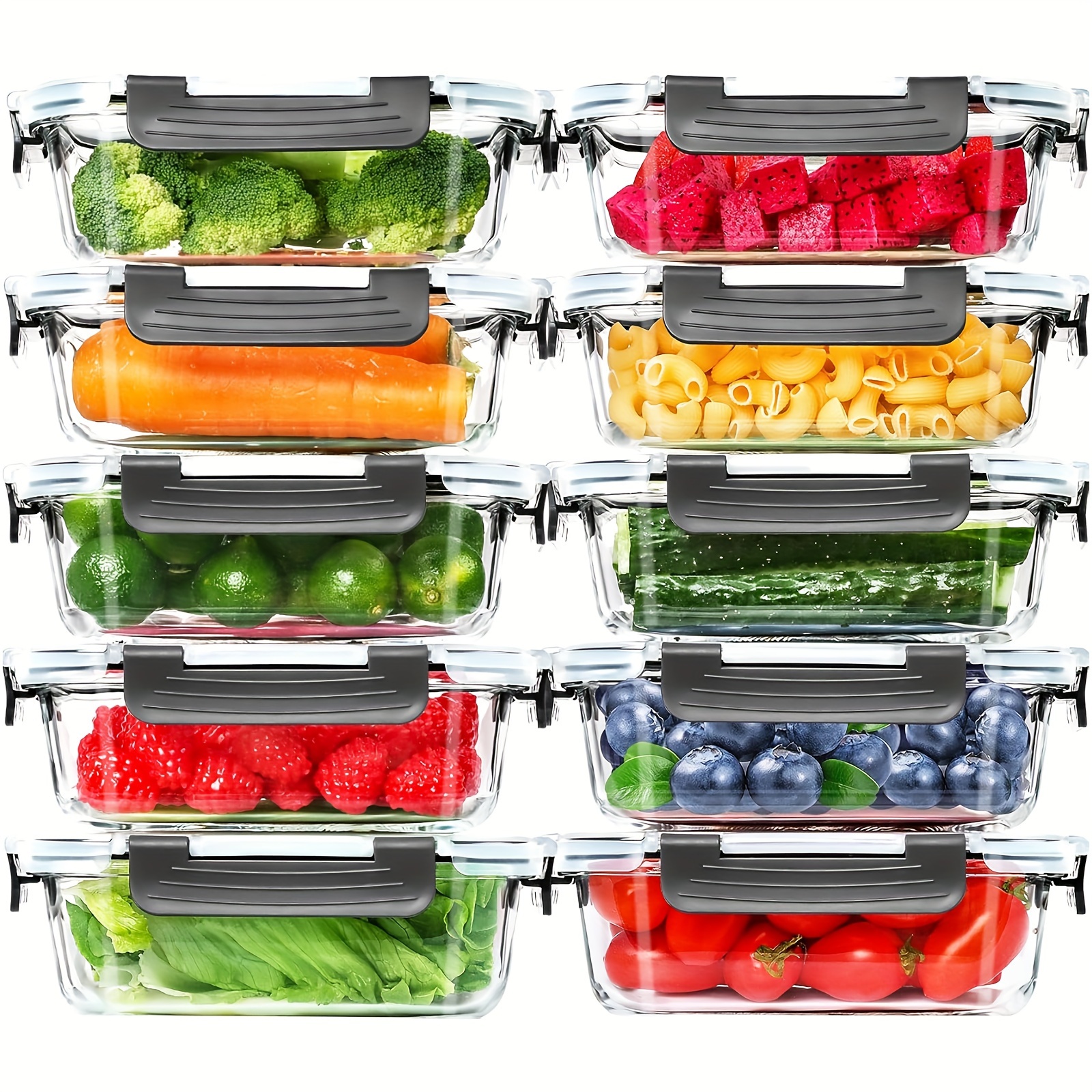 Meal Prep Glass Containers With Lids - 20 Pack 22oz Glass Meal Prep