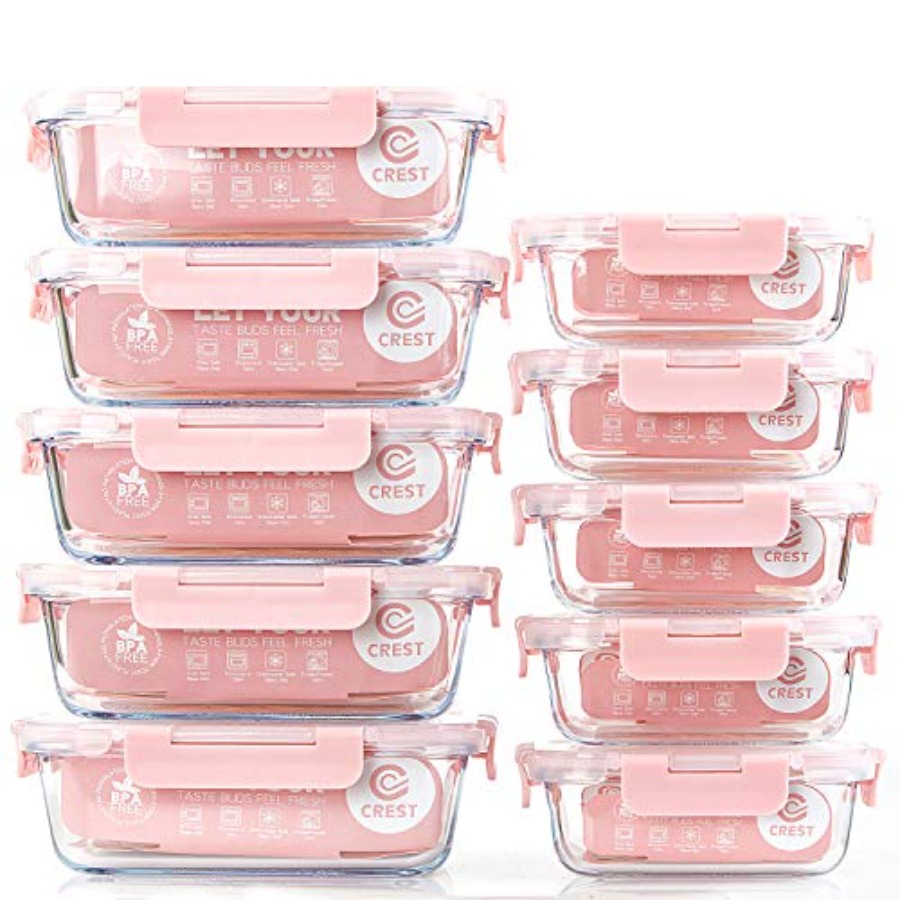 Meal Prep Glass Containers With Lids - 10 Pack] Glass Meal Prep Containers,