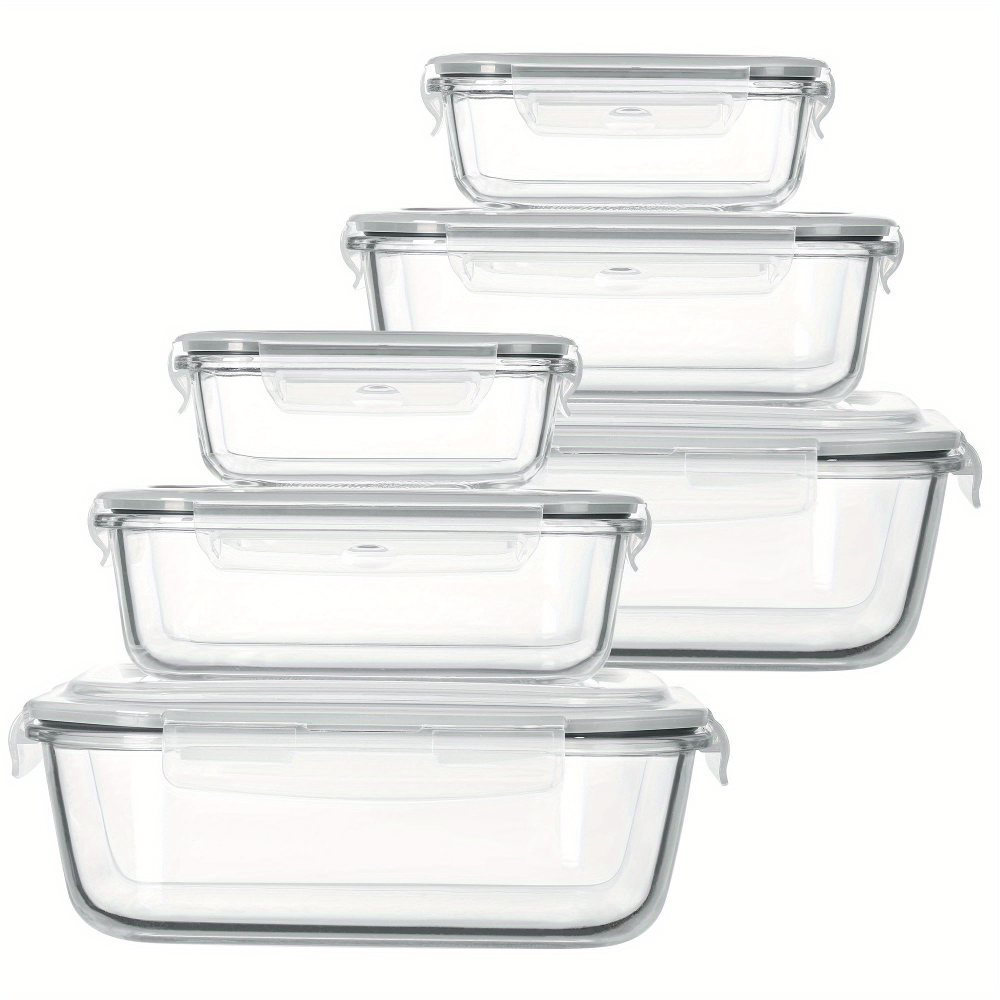 Meal Prep Glass Containers With Lids - 6 Pack Meal Prep Container Set,