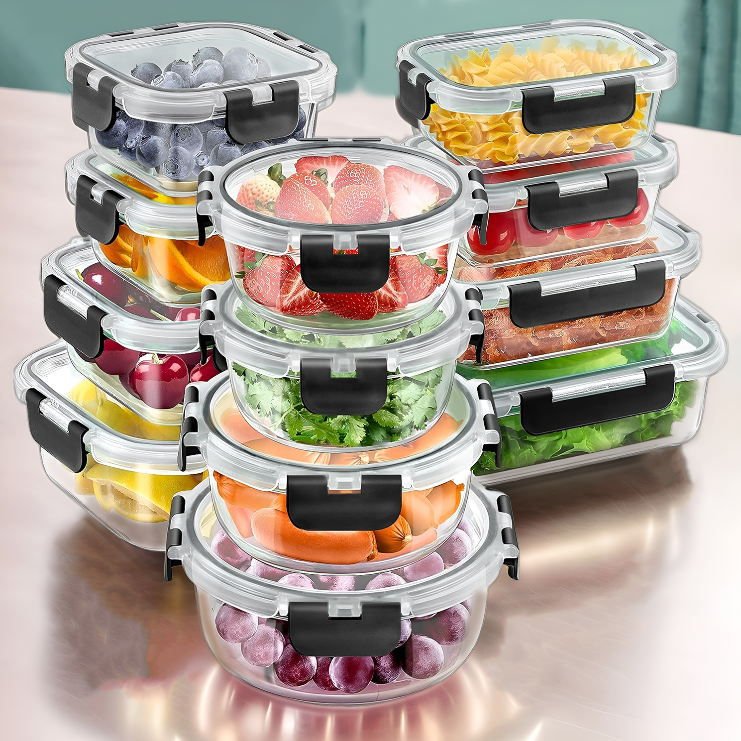 Meal Prep No Microwave - 12pcs Glass Lunch Box Food Storage