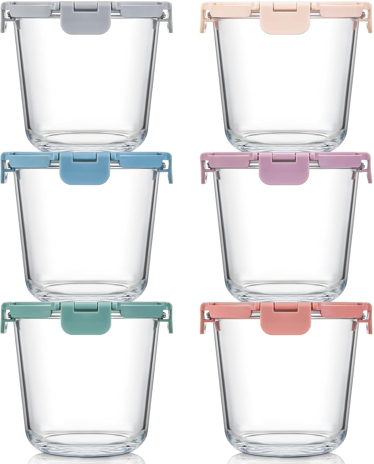 Glass Container Set - [UPGRADED LID] 6 Sets 3 Cup/24oz
