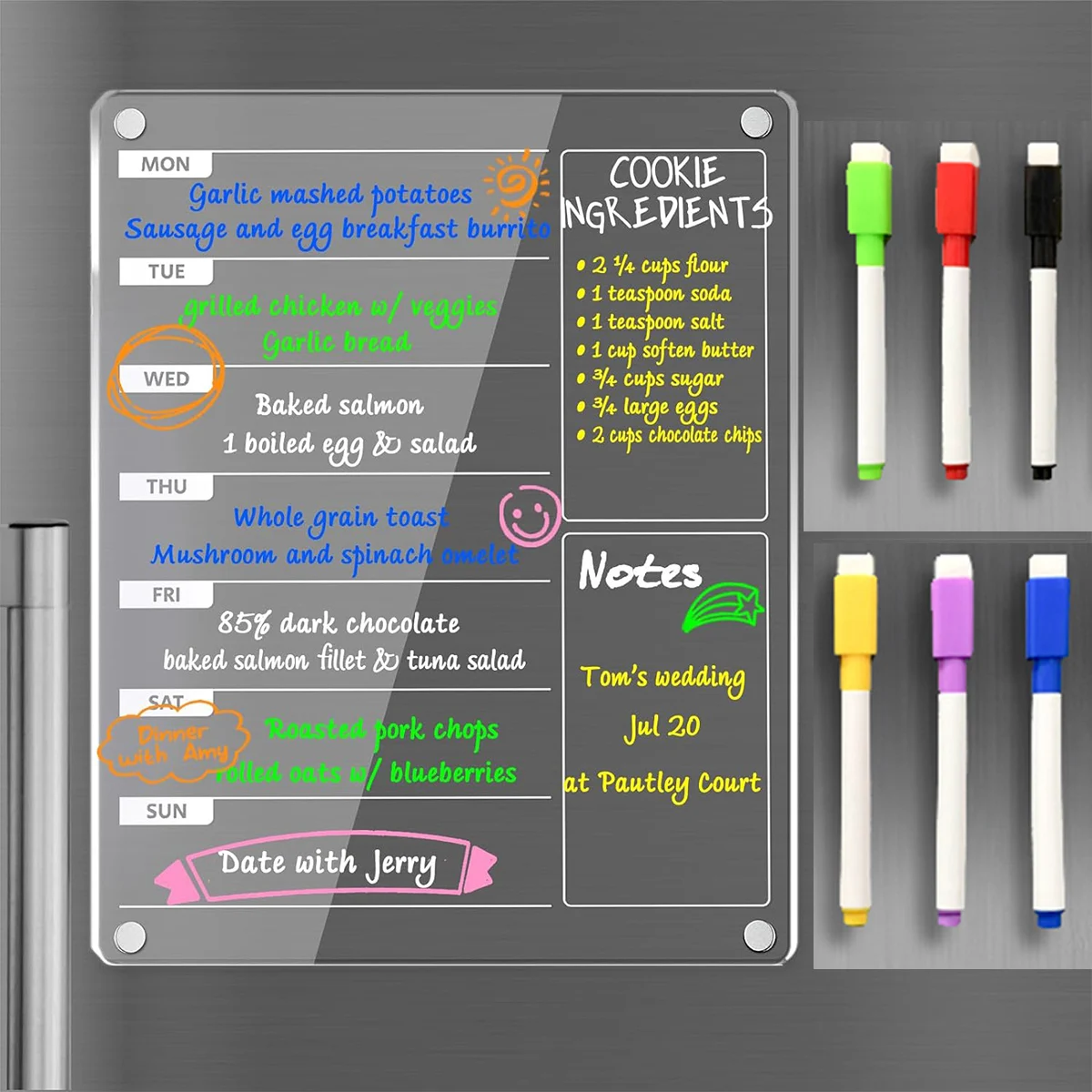 Meal Plan Notepad - Acrylic Meal Planner Magnetic Menu Board