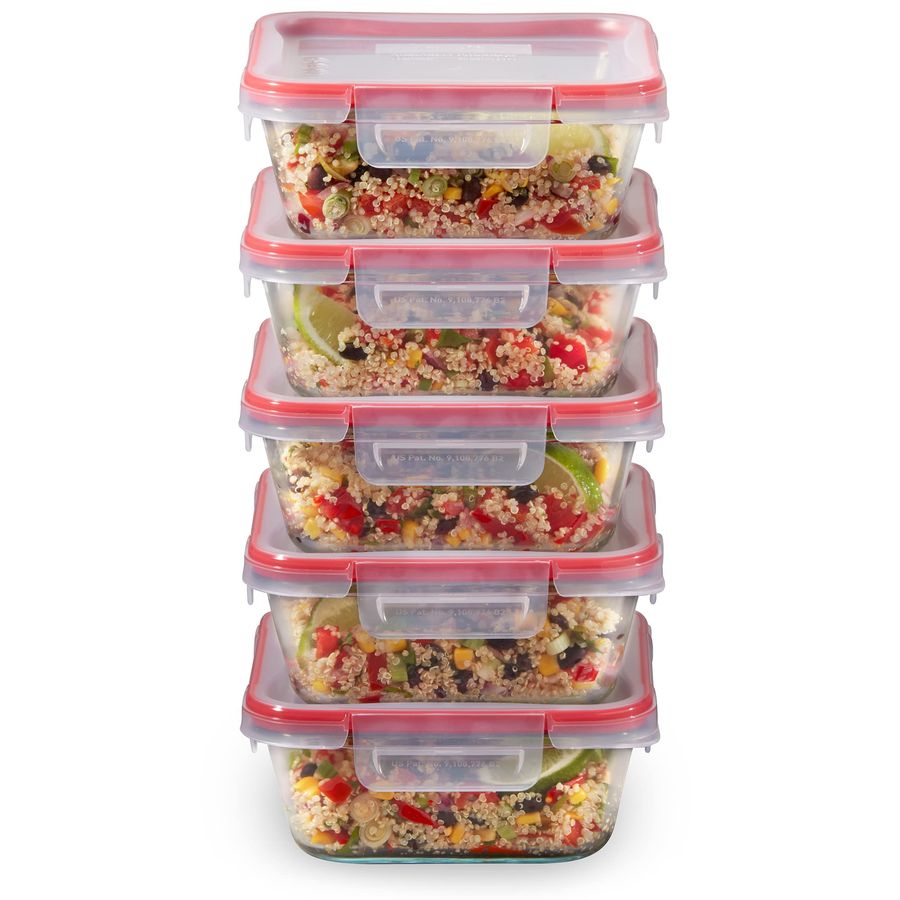 Meal Prep Glass Containers With Lids - Freshlock 5Pack, 4 Cup Glass Food