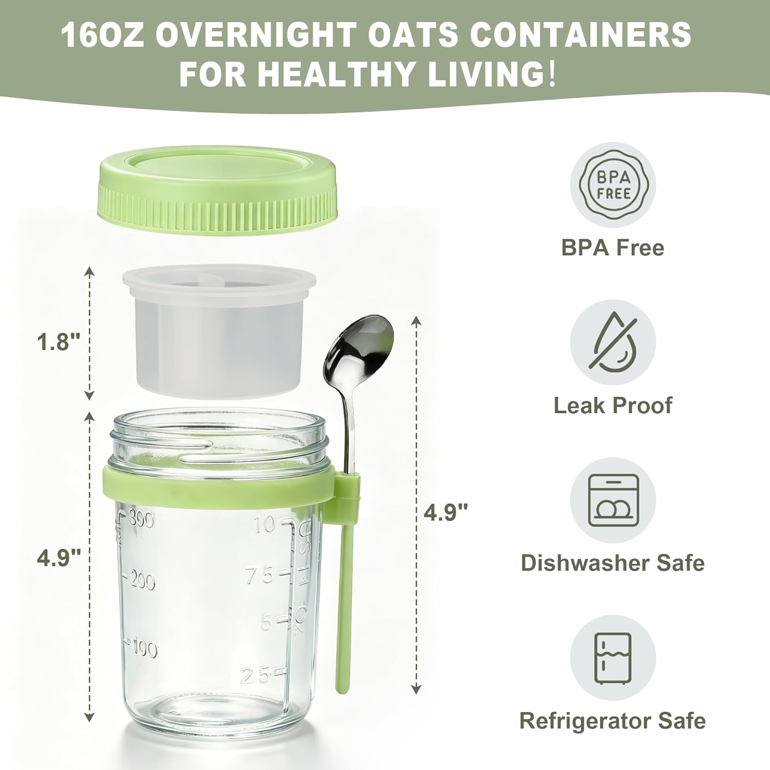 4Pcs Overnight Oats Containers - đánh giá và giá Meal Prep Glass Containers With Lids