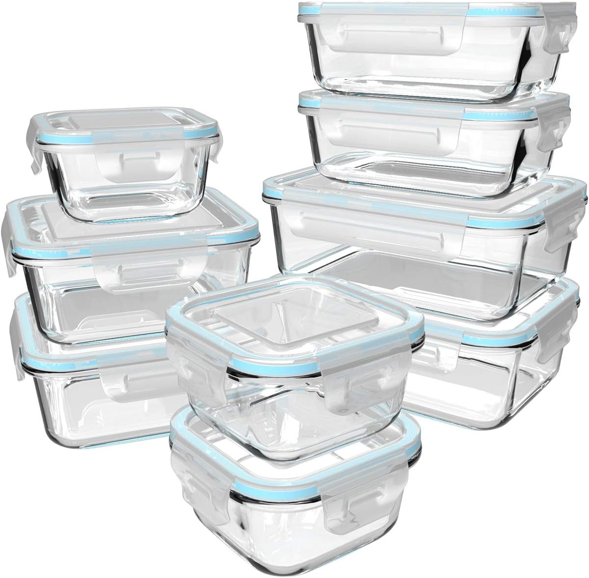 18-Piece Glass Food Storage Co - đánh giá và giá Meal Prep Glass Containers With Lids