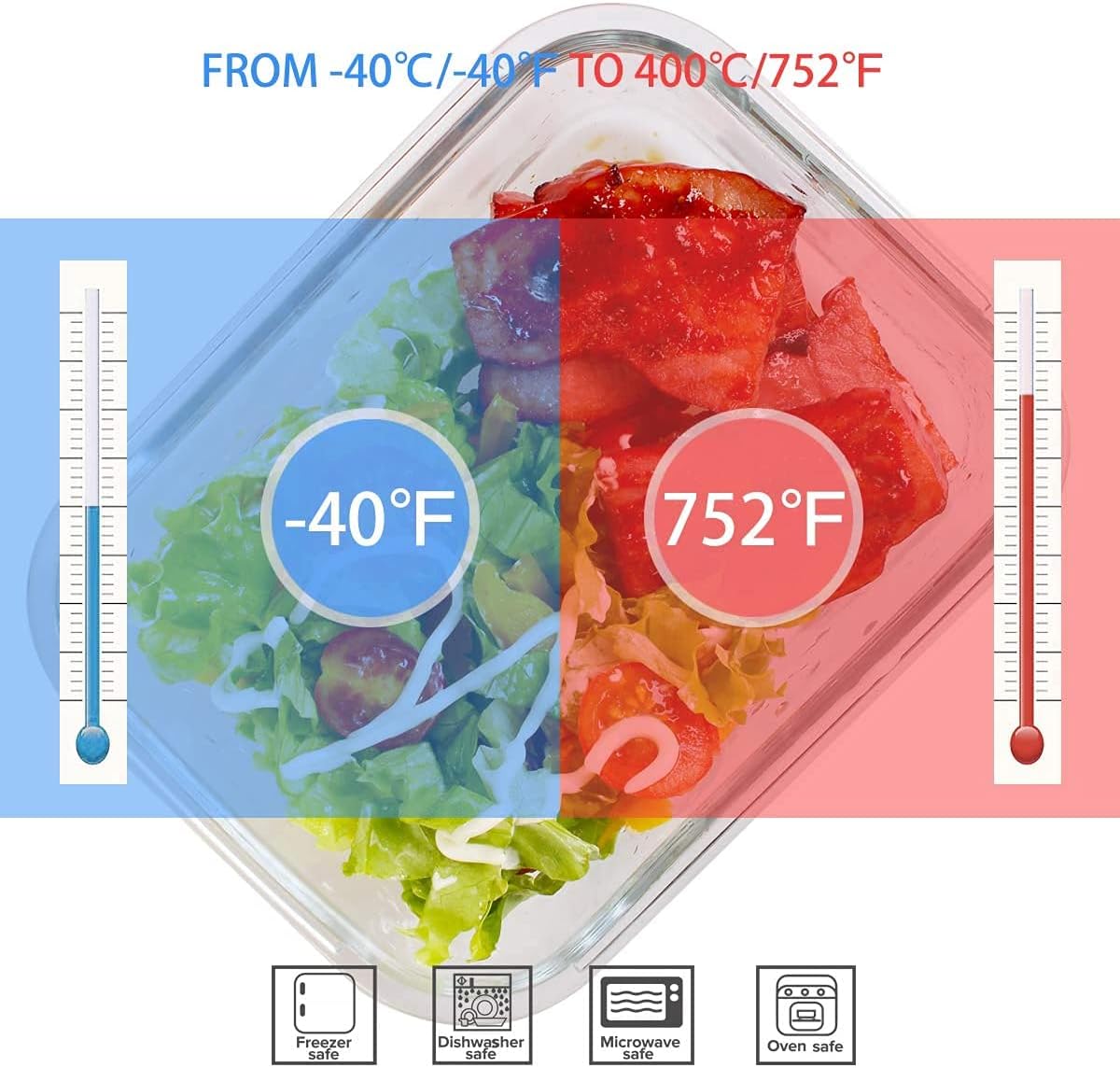18-Piece Glass Food Storage Co - đánh giá và giá Meal Prep Glass Containers With Lids