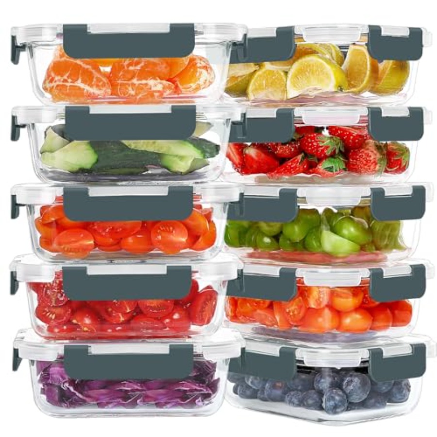 10 Packs 22 oz Glass Meal Prep - đánh giá và giá Meal Prep Glass Containers With Lids