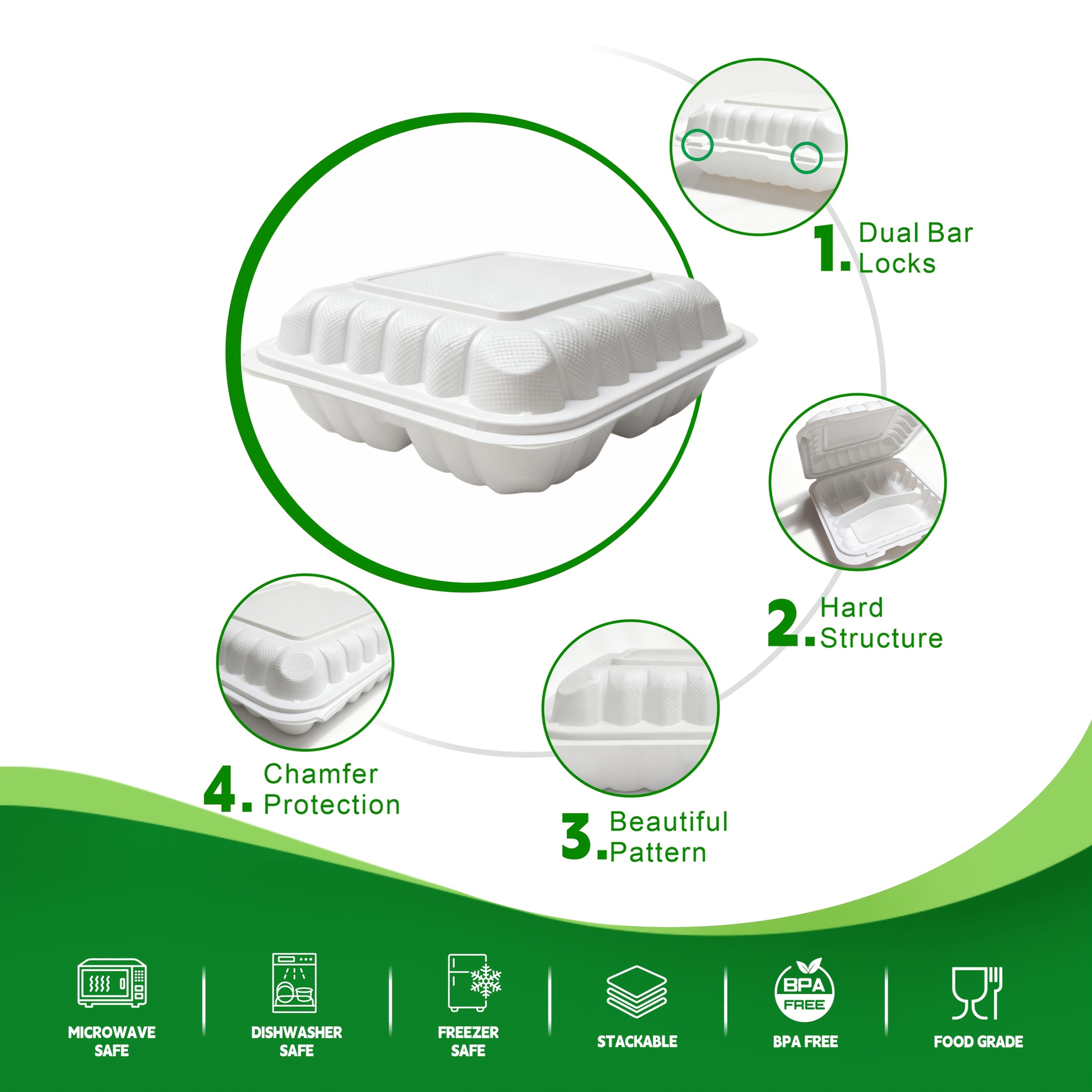 50-Pack 9x9 Inch 3-Section Cla - đánh giá và giá Meal Prep No Microwave