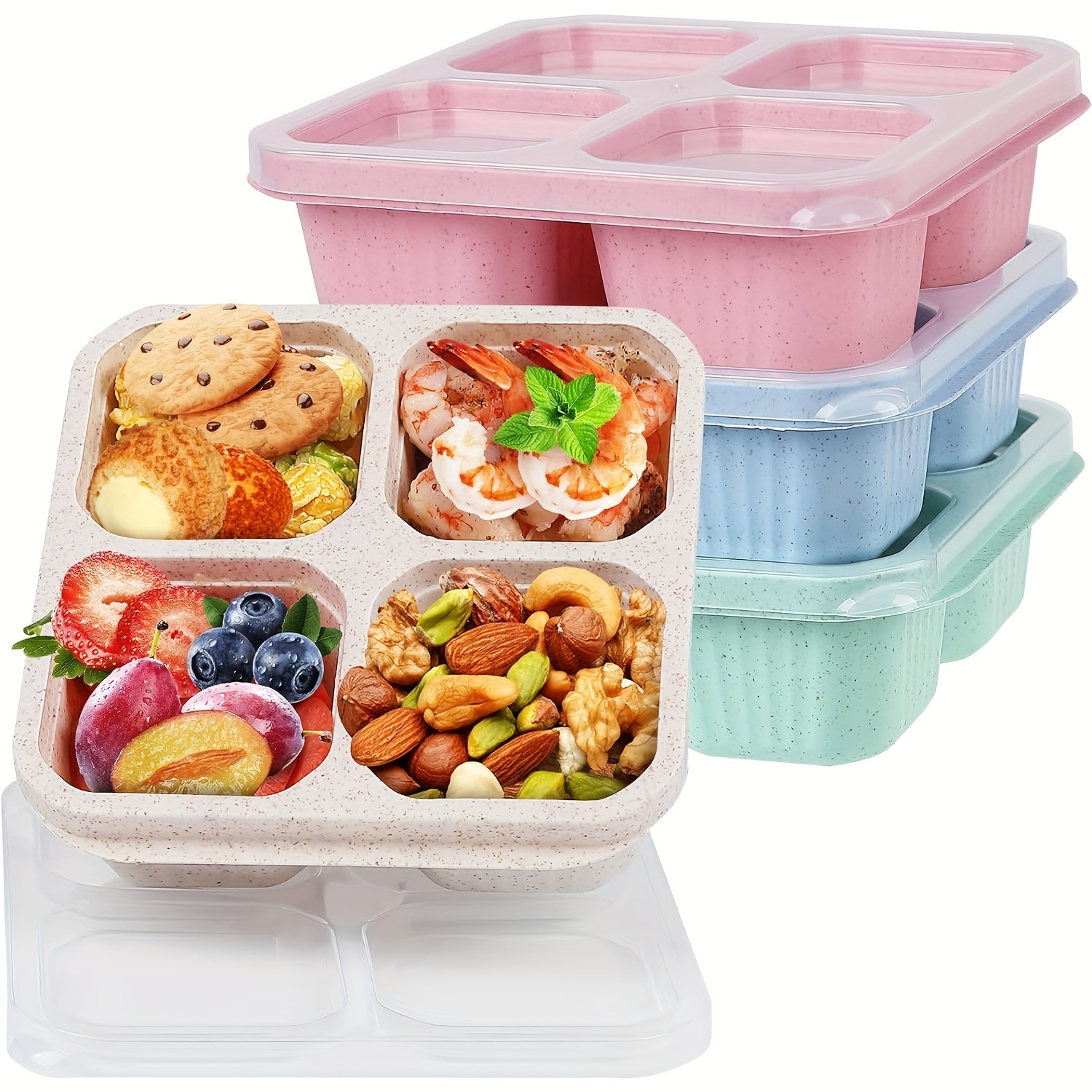 3pcs Bento Snack Boxes with Li - đánh giá và giá Meal Prep No Microwave