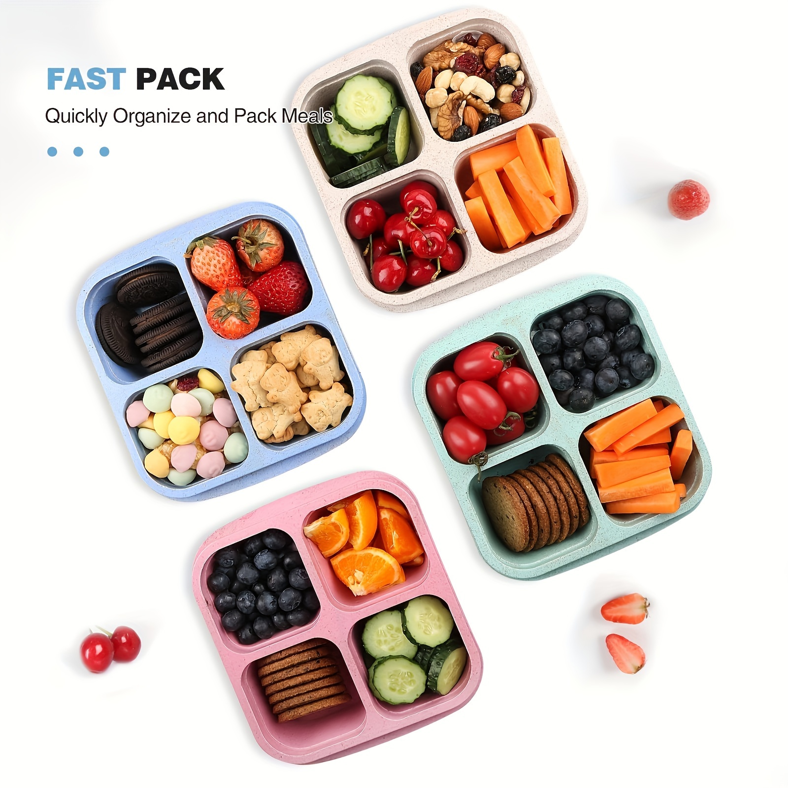 3pcs Bento Snack Boxes with Li - đánh giá và giá Meal Prep No Microwave