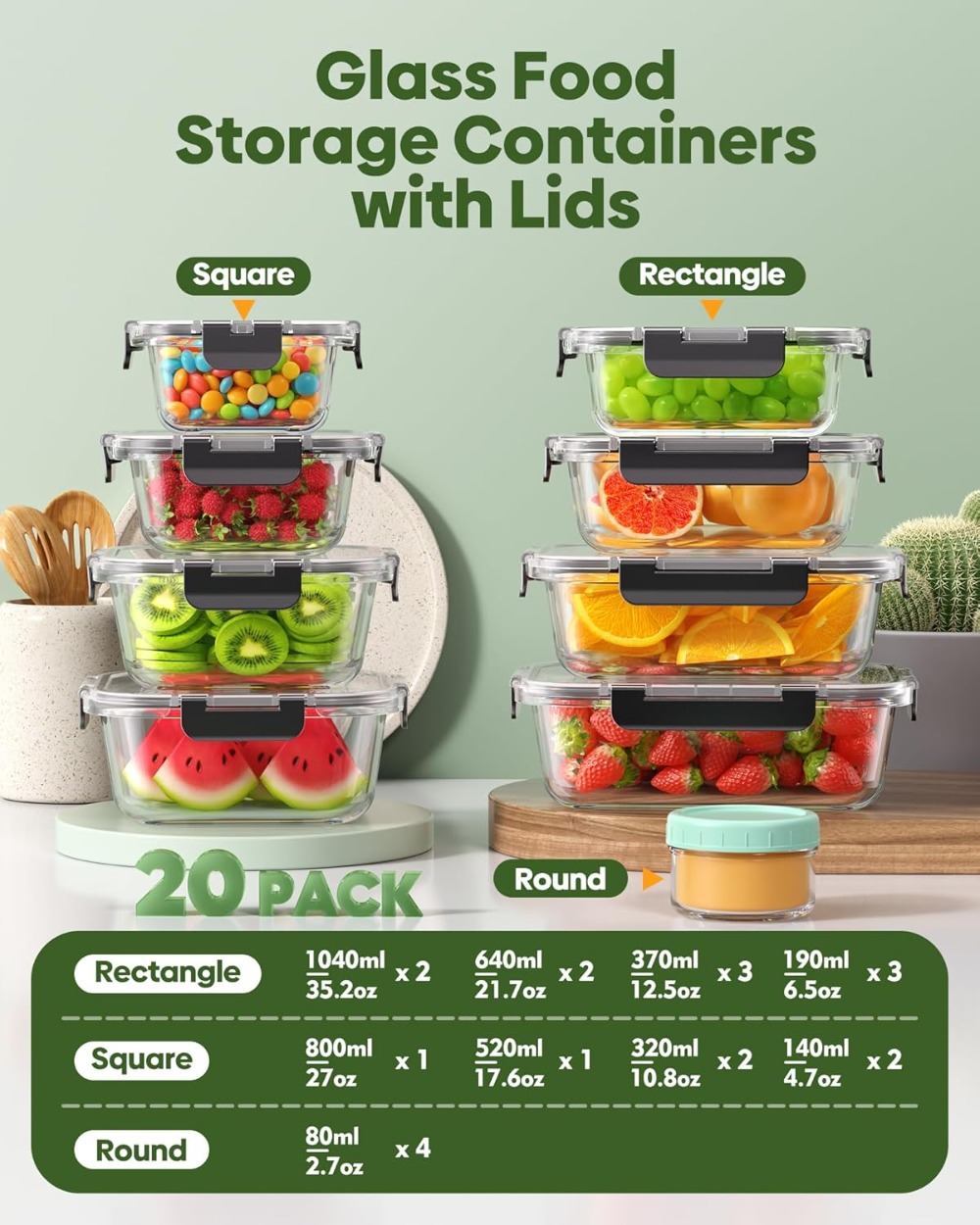 40 PCS Glass Food Storage Cont - đánh giá và giá Meal Prep Glass Containers With Lids