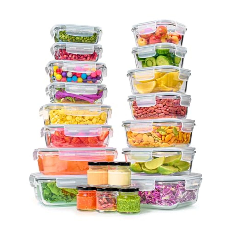 40pc Set Glass Food Storage Co - đánh giá và giá Meal Prep Glass Containers With Lids