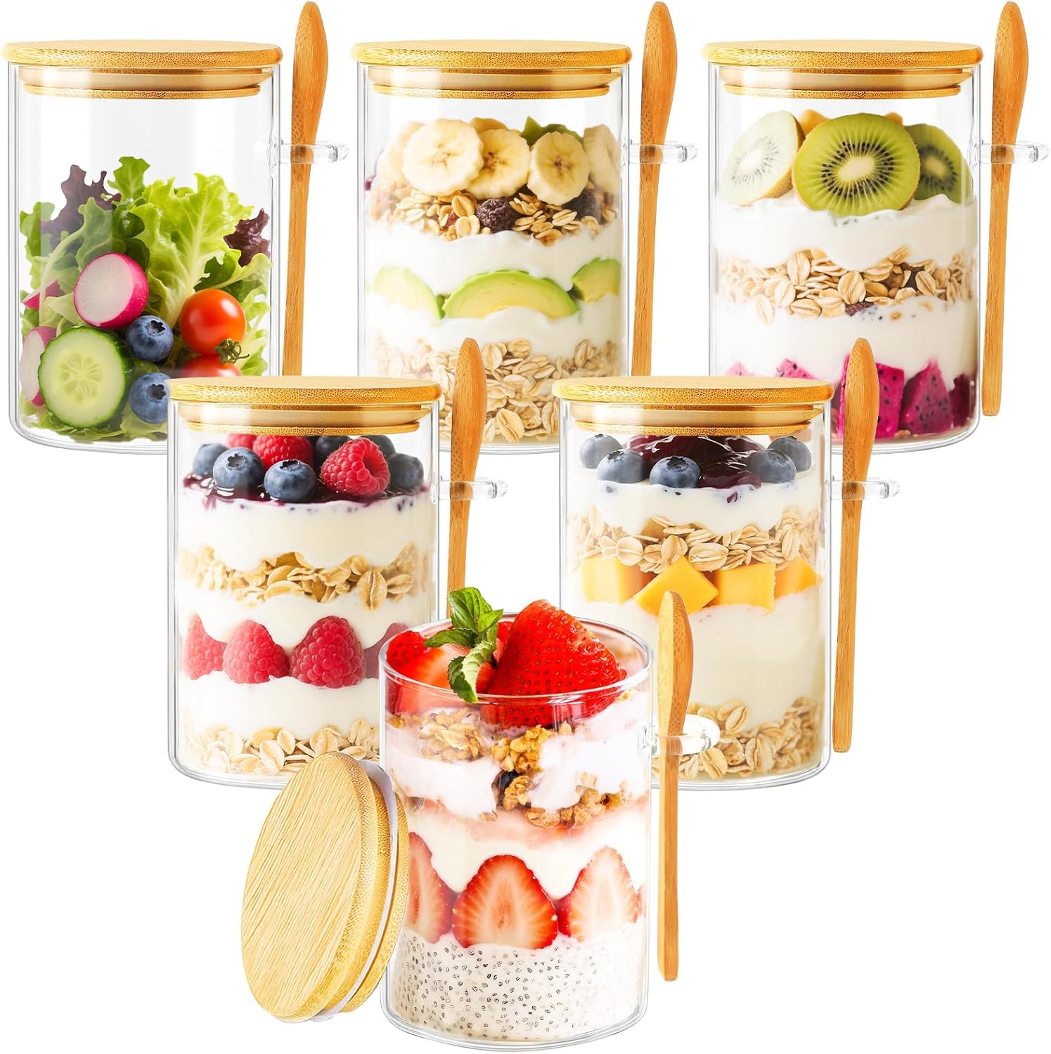 6 Pack Overnight Oats Containe - đánh giá và giá Meal Prep Glass Containers With Lids