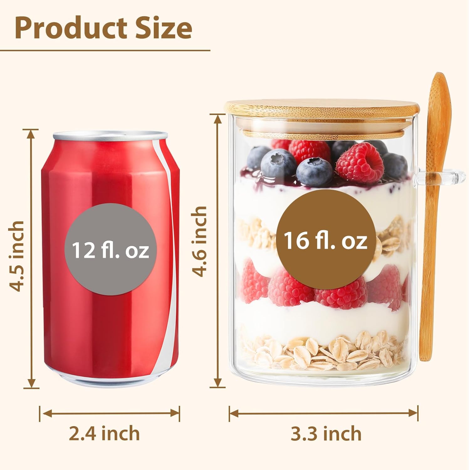 6 Pack Overnight Oats Containe - đánh giá và giá Meal Prep Glass Containers With Lids