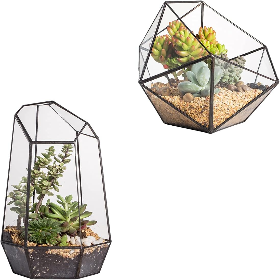 Set of 2 Geometric Glass Terra - đánh giá và giá Glass Container Set