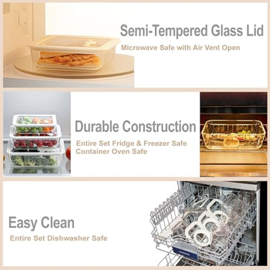 Glass Food Container Set with  - đánh giá và giá Meal Prep Glass Containers With Lids