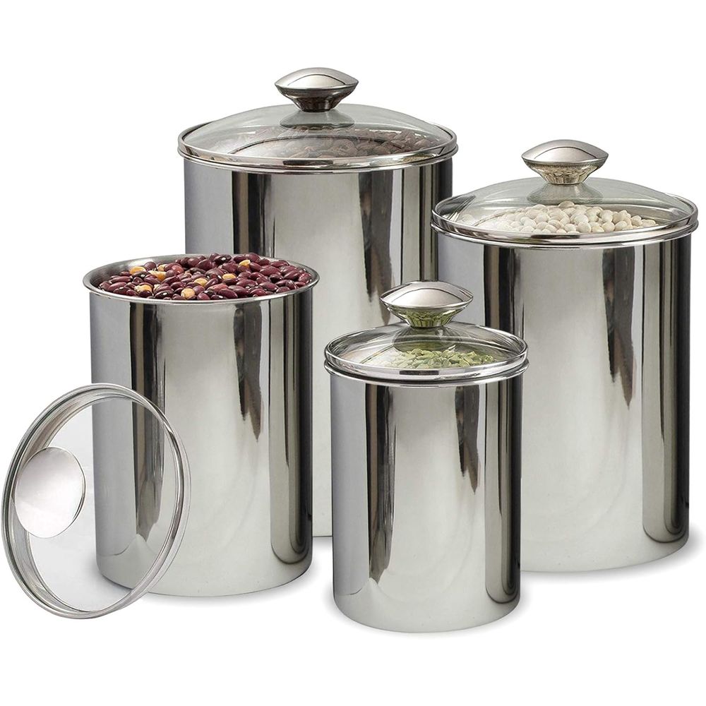 4-Piece Stainless Steel Food S - đánh giá và giá Glass Container Set
