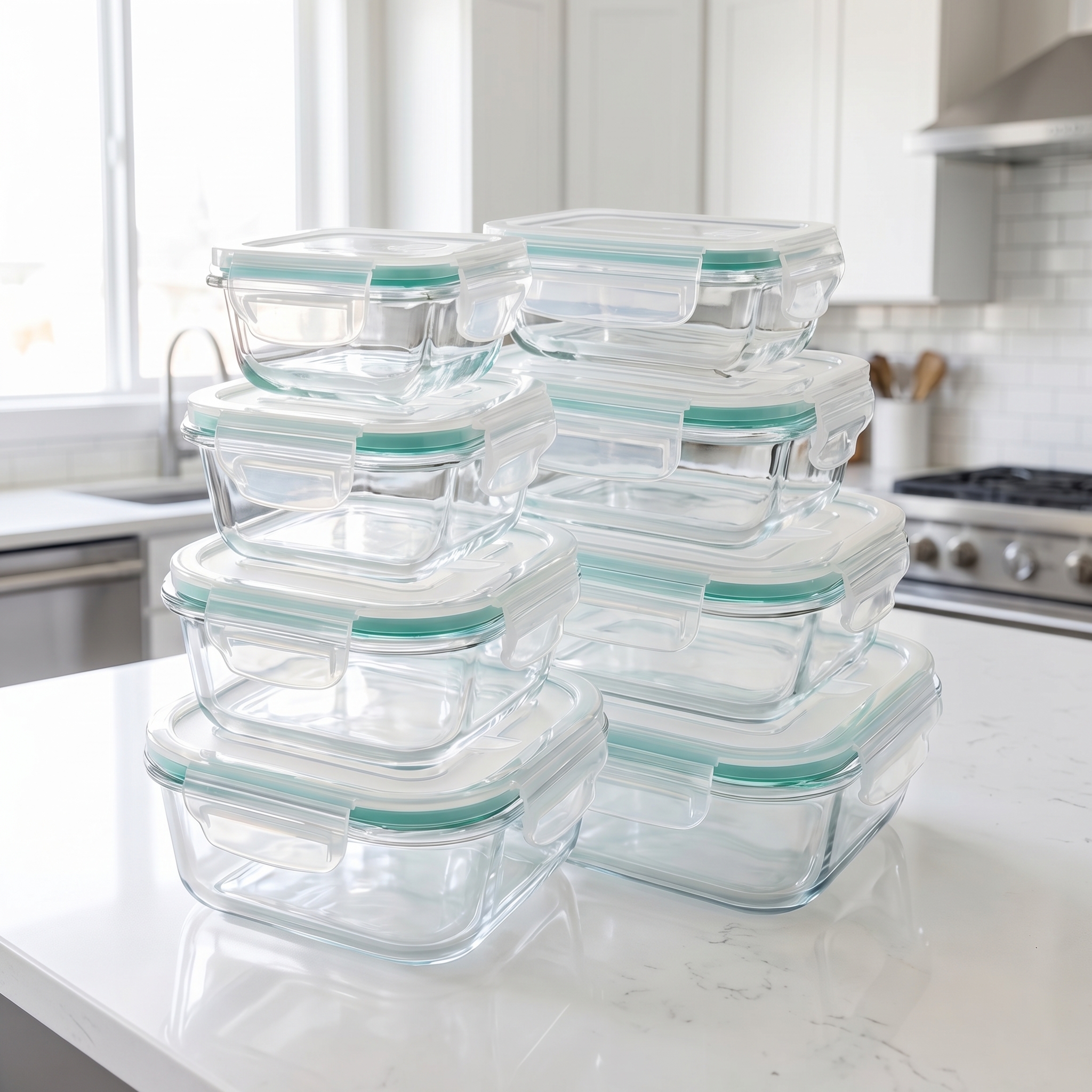 A set of 8 food storage contai - đánh giá và giá Glass Container Set