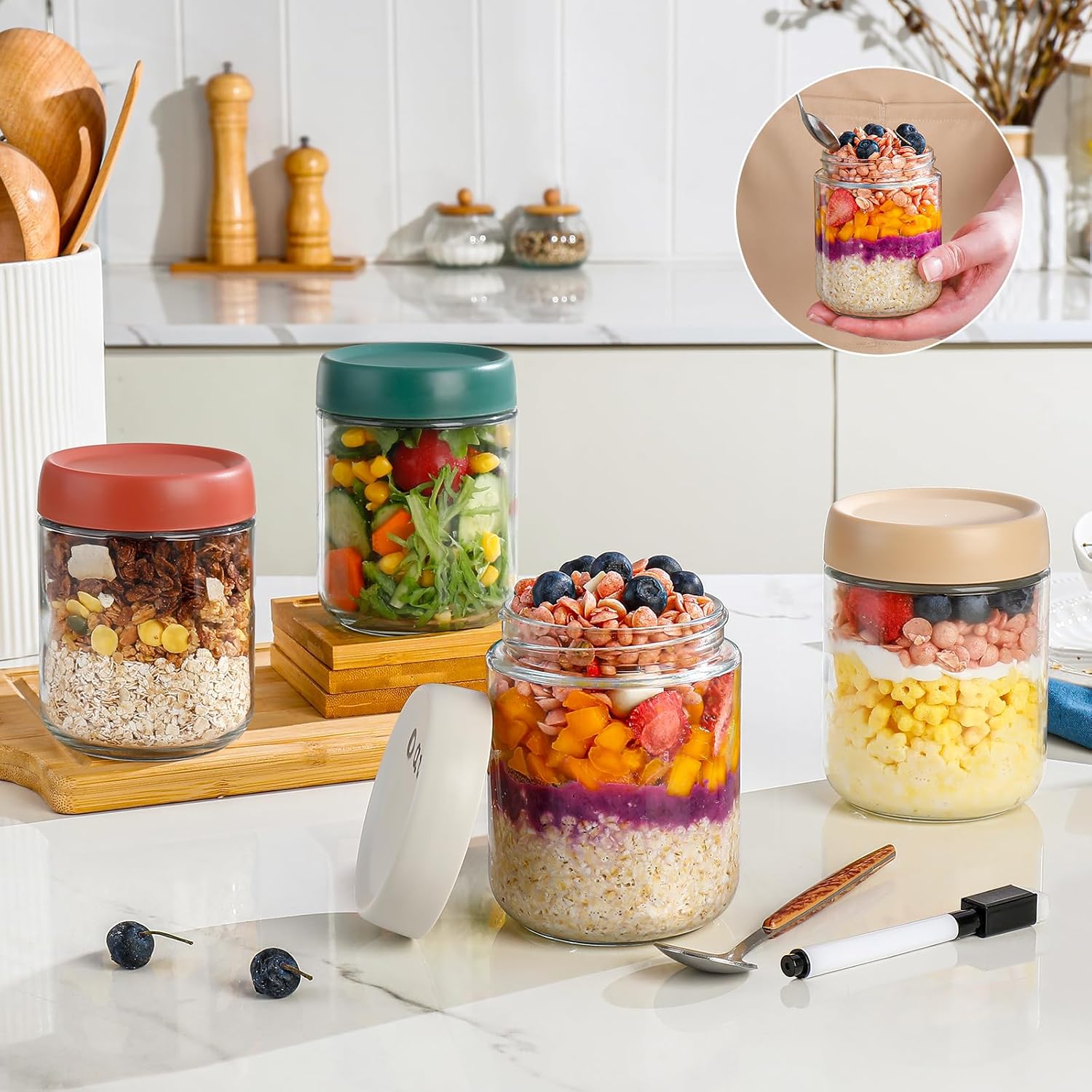 Glass Overnight Oats Container - đánh giá và giá Meal Prep Glass Containers With Lids