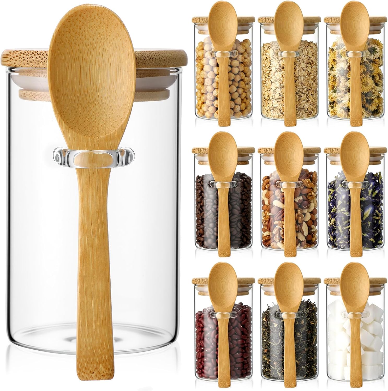 10 Pack Glass Jars with Bamboo - đánh giá và giá Glass Container Set