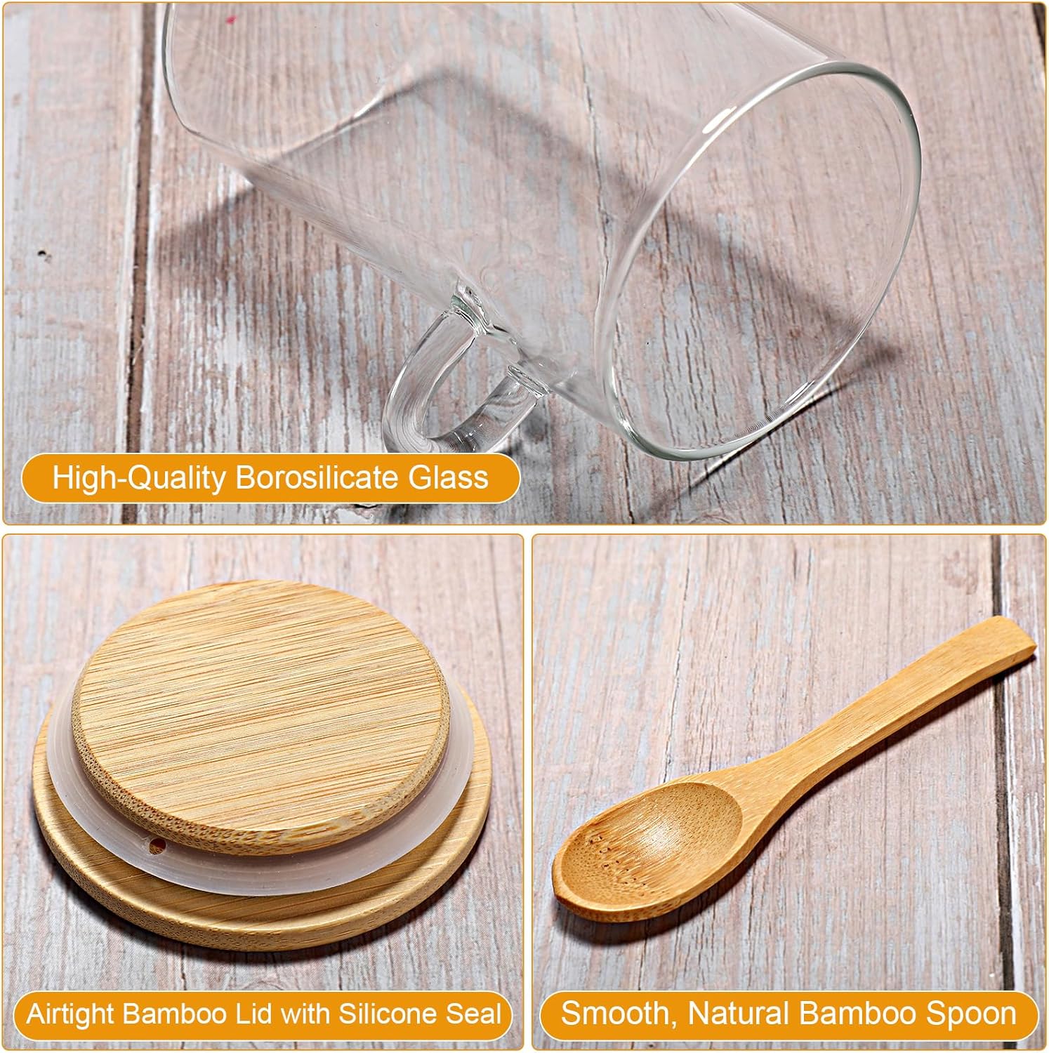 10 Pack Glass Jars with Bamboo - đánh giá và giá Glass Container Set