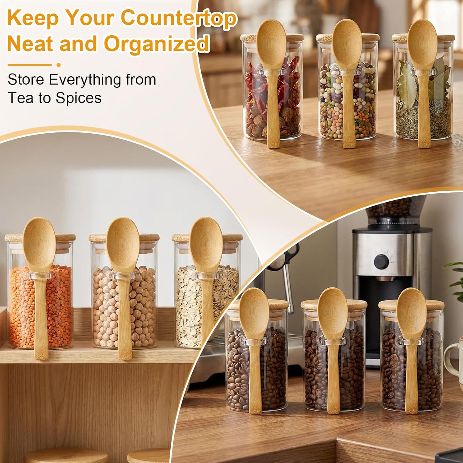 10 Pack Glass Jars with Bamboo - đánh giá và giá Glass Container Set