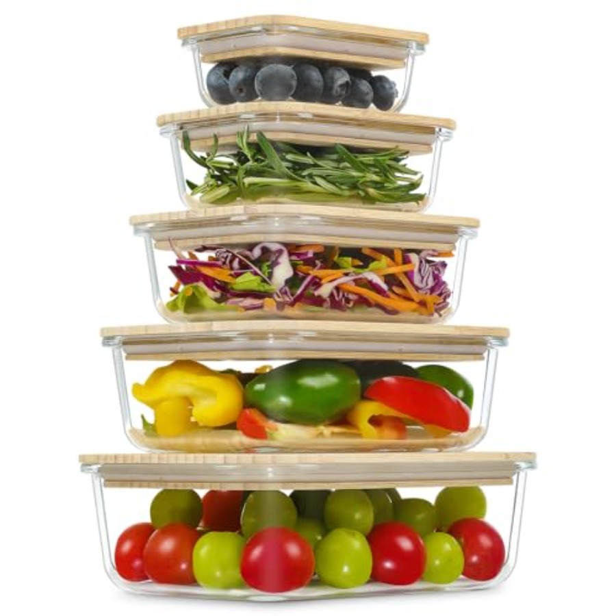 Glass Containers with Bamboo L - đánh giá và giá Meal Prep Glass Containers With Lids