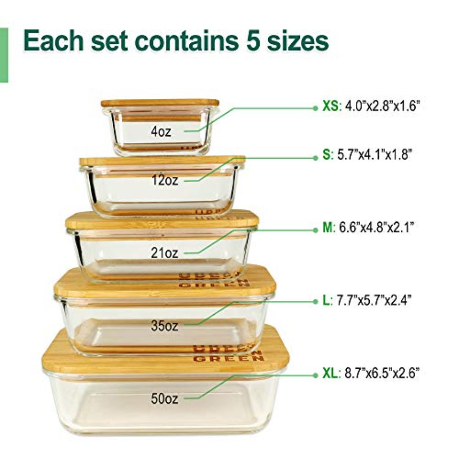 Glass Containers with Bamboo L - đánh giá và giá Meal Prep Glass Containers With Lids