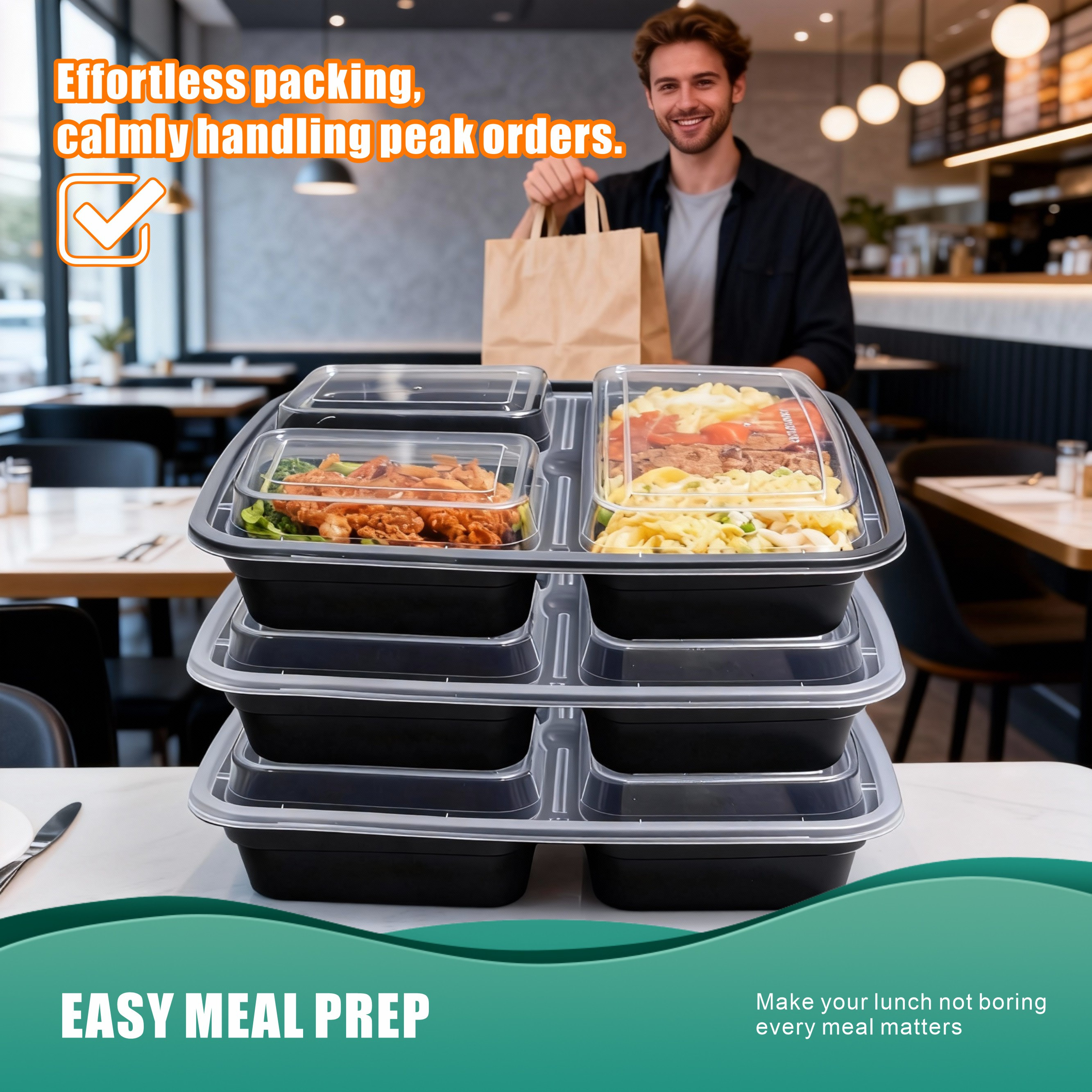 100-Piece 39oz Black 3-Section - đánh giá và giá Meal Prep No Microwave