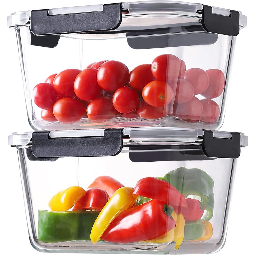 4-Piece 63oz Glass Food Storag - đánh giá và giá Meal Prep Glass Containers With Lids