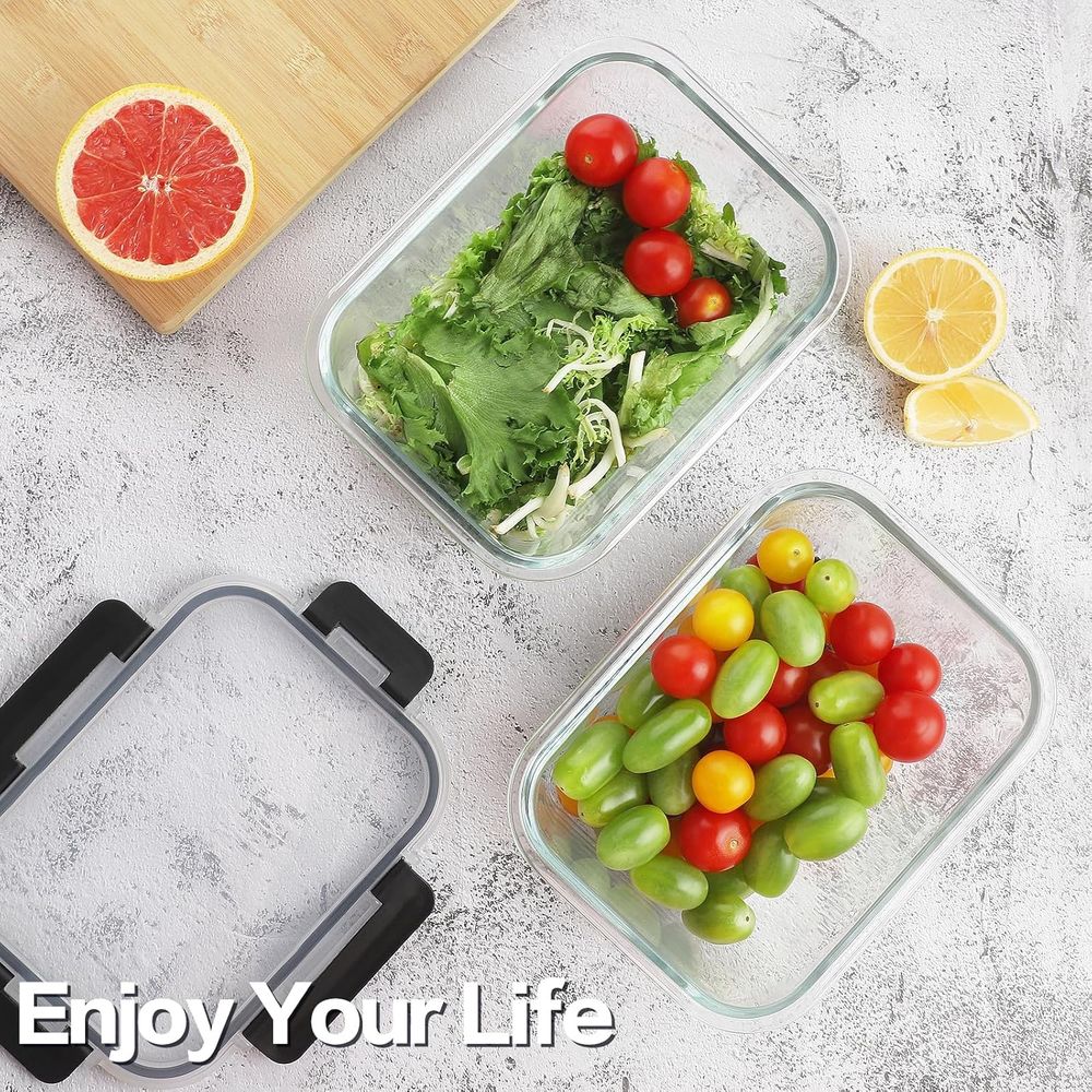 4-Piece 63oz Glass Food Storag - đánh giá và giá Meal Prep Glass Containers With Lids
