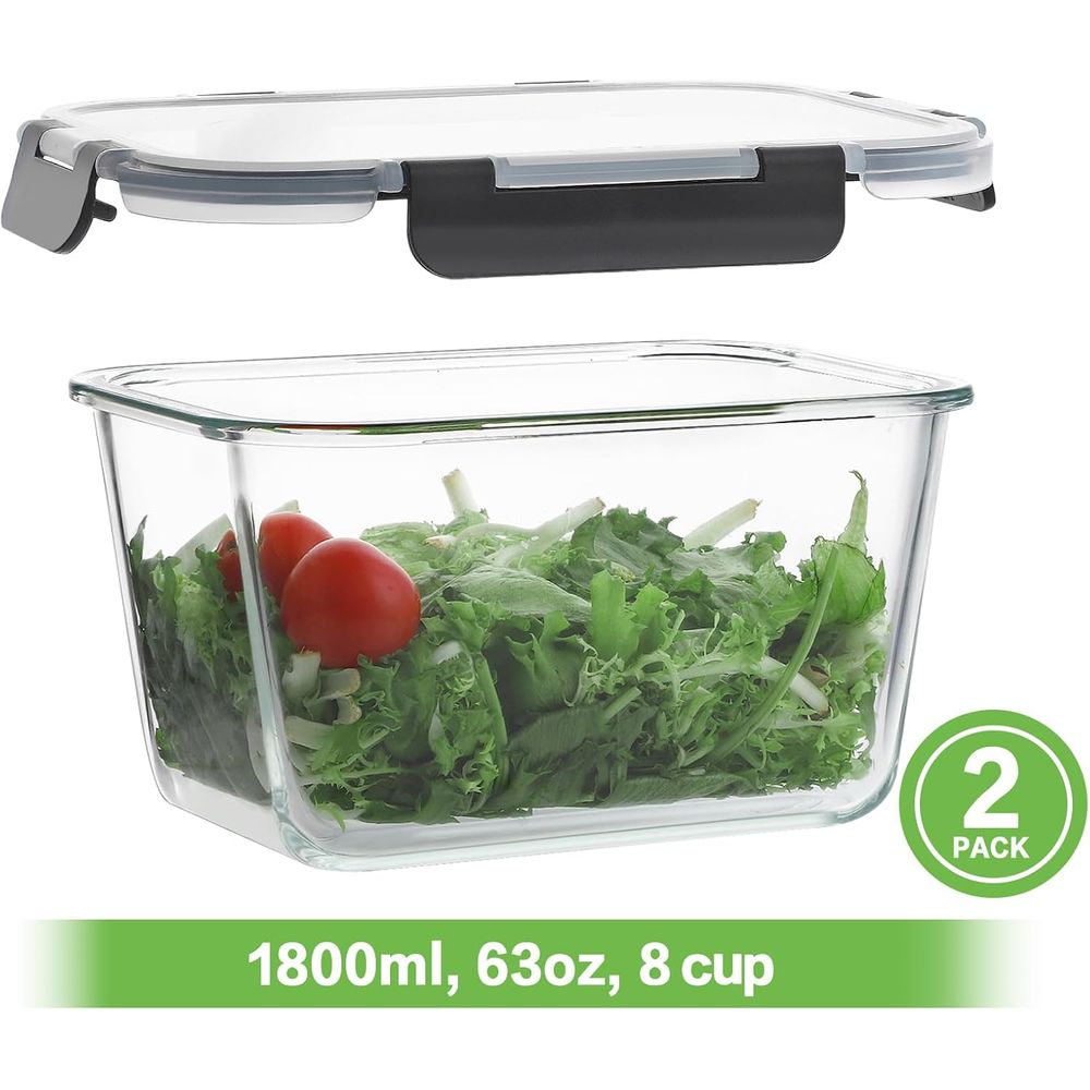 4-Piece 63oz Glass Food Storag - đánh giá và giá Meal Prep Glass Containers With Lids