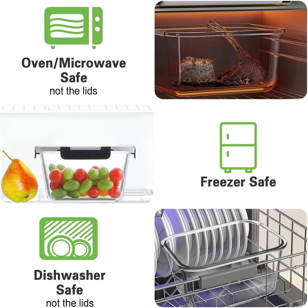 4-Piece 63oz Glass Food Storag - đánh giá và giá Meal Prep Glass Containers With Lids