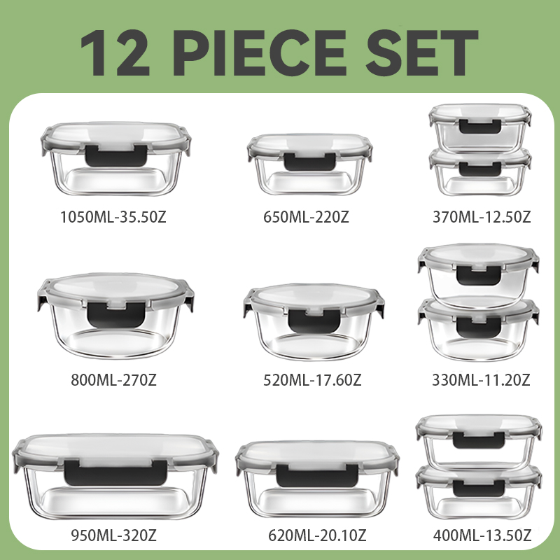 12pcs Glass Lunch Box Food Sto - đánh giá và giá Meal Prep No Microwave