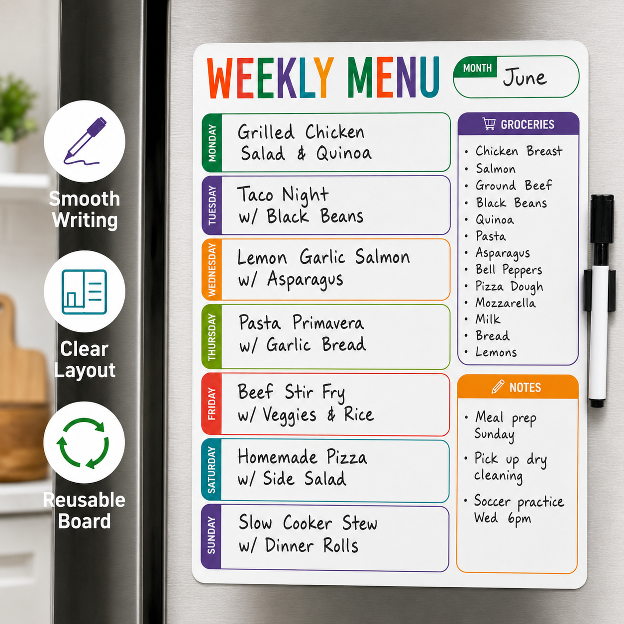 1pc Weekly Menu Fridge Whitebo - đánh giá và giá Meal Plan Notepad