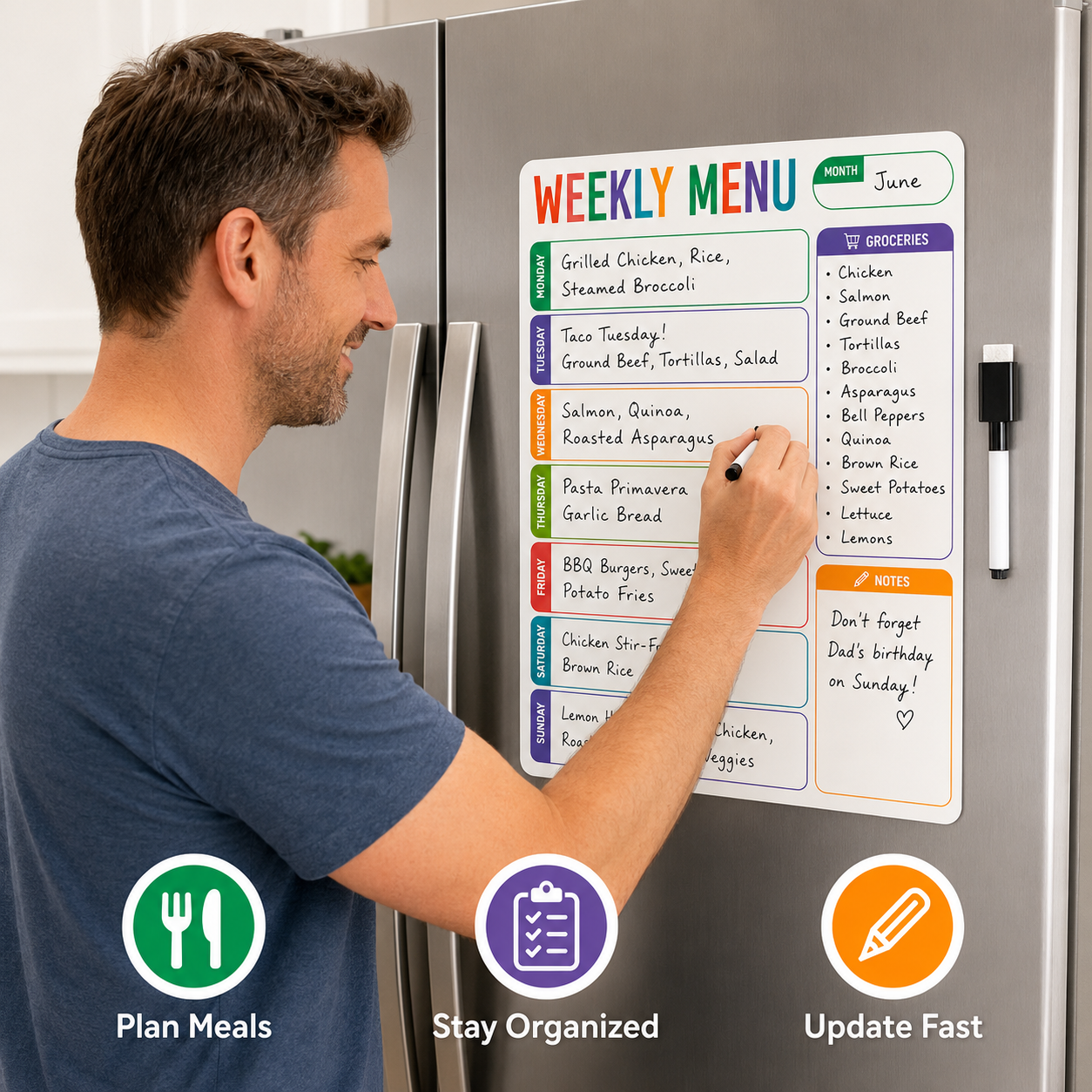 1pc Weekly Menu Fridge Whitebo - đánh giá và giá Meal Plan Notepad