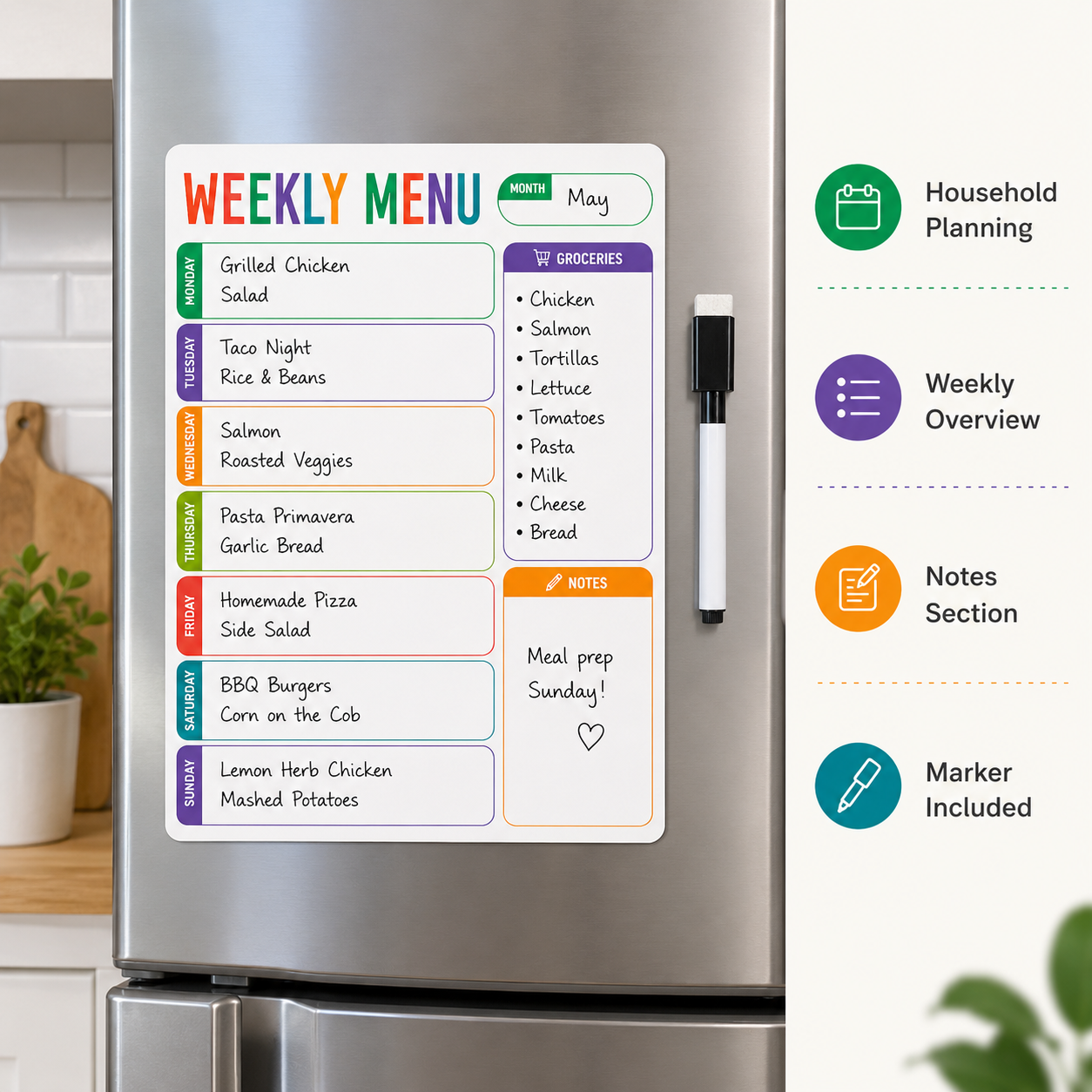 1pc Weekly Menu Fridge Whitebo - đánh giá và giá Meal Plan Notepad