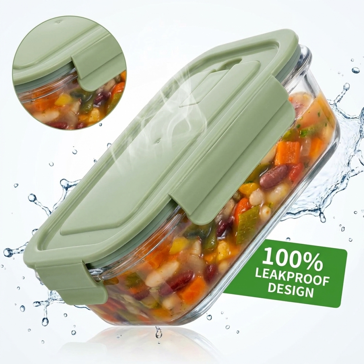 Borosilicate glass lunch box w - đánh giá và giá Meal Prep Glass Containers With Lids