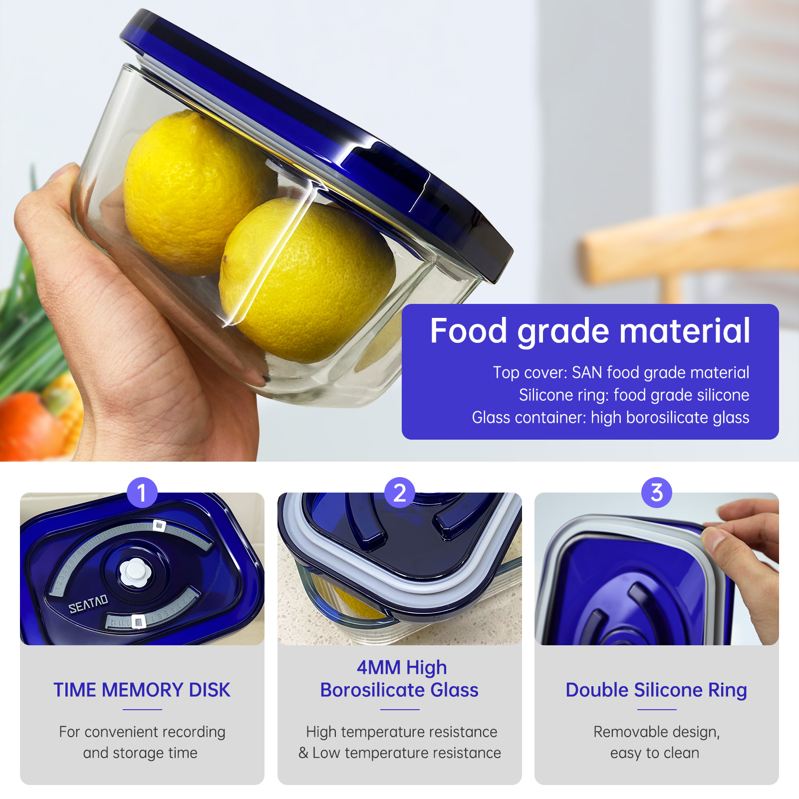 SEATAO Glass Food Storage Cont - đánh giá và giá Meal Prep Glass Containers With Lids