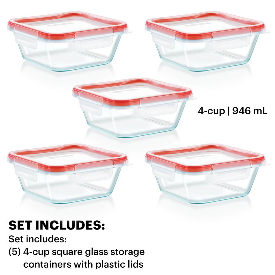 Freshlock 5Pack, 4 Cup Glass F - đánh giá và giá Meal Prep Glass Containers With Lids